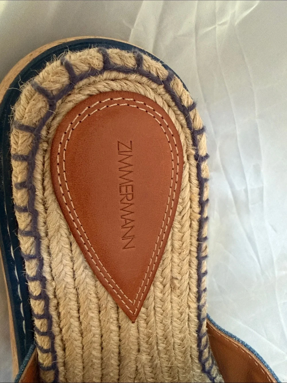 Zimmerman Bow Flatform Denim Espadrille Mules